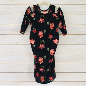 New Recruit Maternity Floral Cold Shoulder Dress